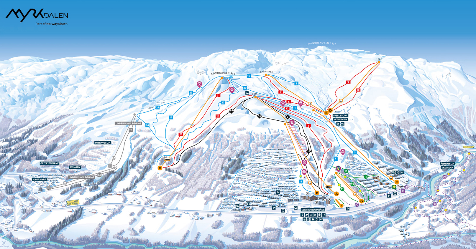 Myrkdalen Resized Piste Map